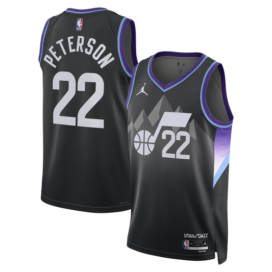 Utah Jazz Jordan Brand Statement Edition Swingman Jersey - Black - Darryn Peterson - Mens