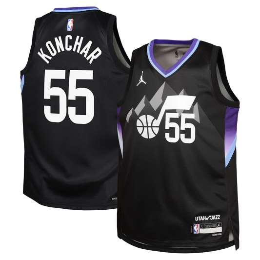 Utah Jazz Jordan Brand Statement Edition Swingman Jersey - Black - John Konchar - Youth