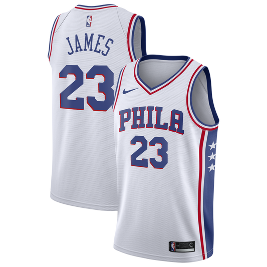 Philadelphia 76ers Nike Association Edition Swingman Jersey - White - Lebron James - Youth