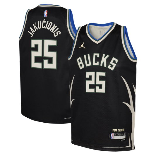 Milwaukee Bucks Jordan Brand Statement Edition Swingman Jersey - Hunter Green - Kasparas Jakučionis - Youth