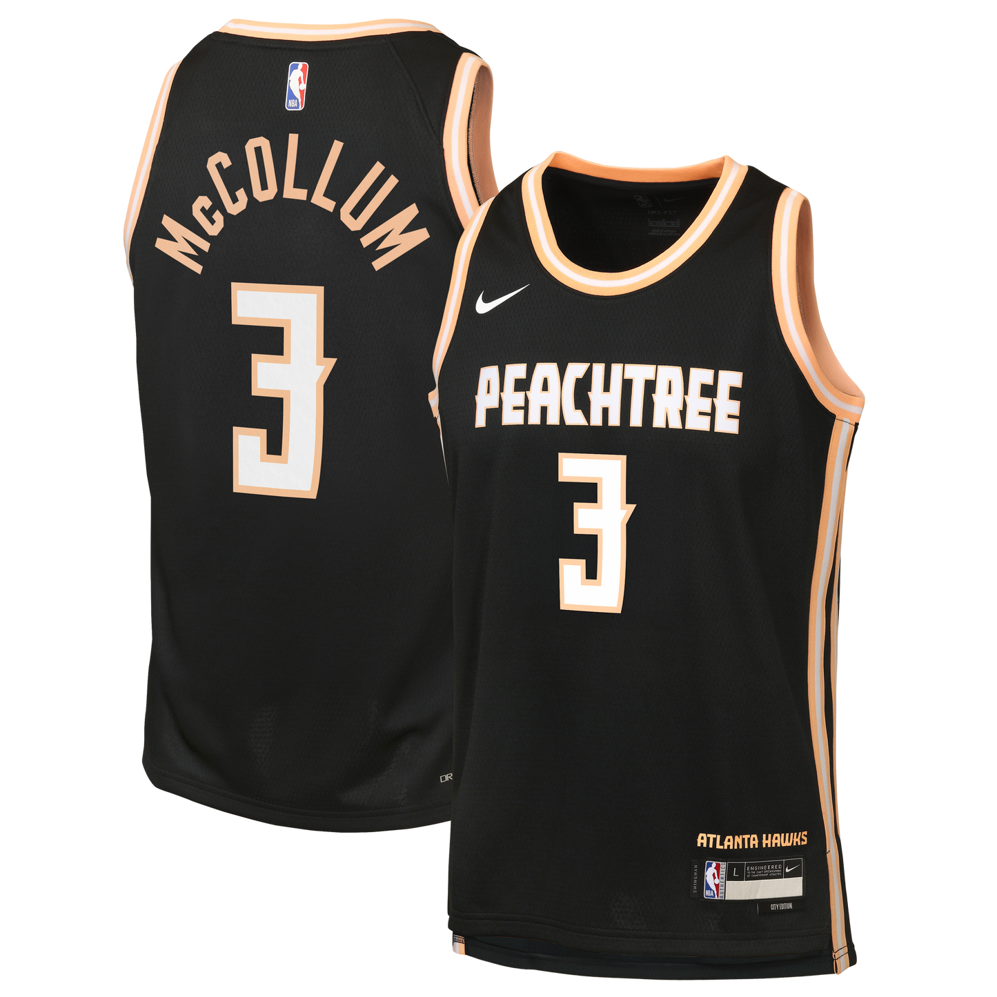 Nike Atlanta Hawks 2025/26 Nike City Edition Swingman Jersey - Black - CJ McCollum - Youth