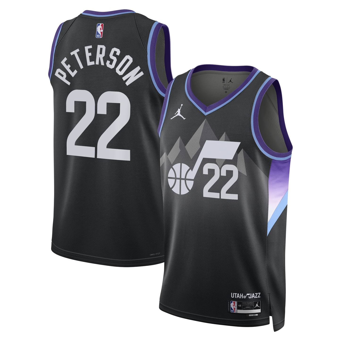 Utah Jazz Jordan Brand Statement Edition Swingman Jersey - Black - Darryn Peterson - Mens