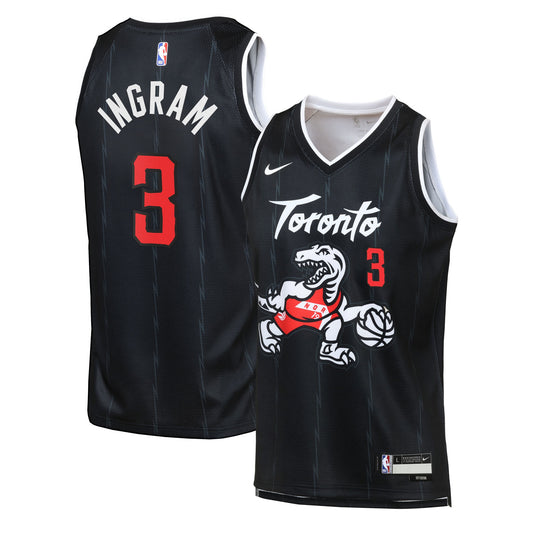 Toronto Raptors Nike 2025/26 City Edition Swingman Jersey - Black - Brandon Ingram - Youth