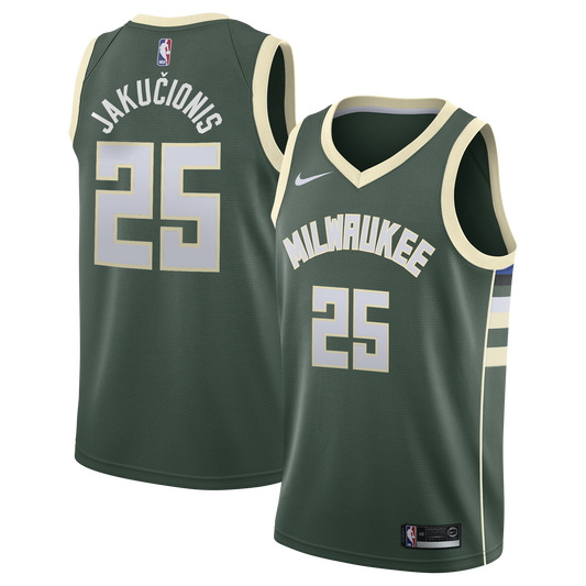 Milwaukee Bucks Nike Icon Edition Swingman Jersey - White - Kasparas Jakučionis - Youth