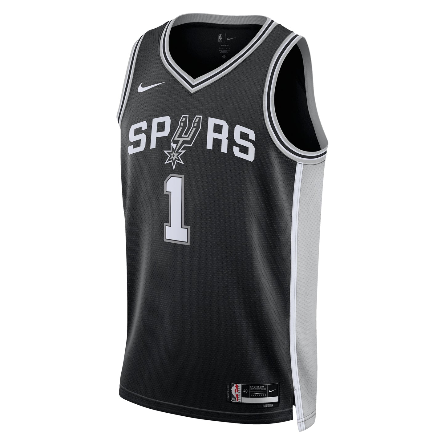 San Antonio Spurs Nike Icon Edition Swingman Jersey - Black - Victor Wembanyama - Unisex
