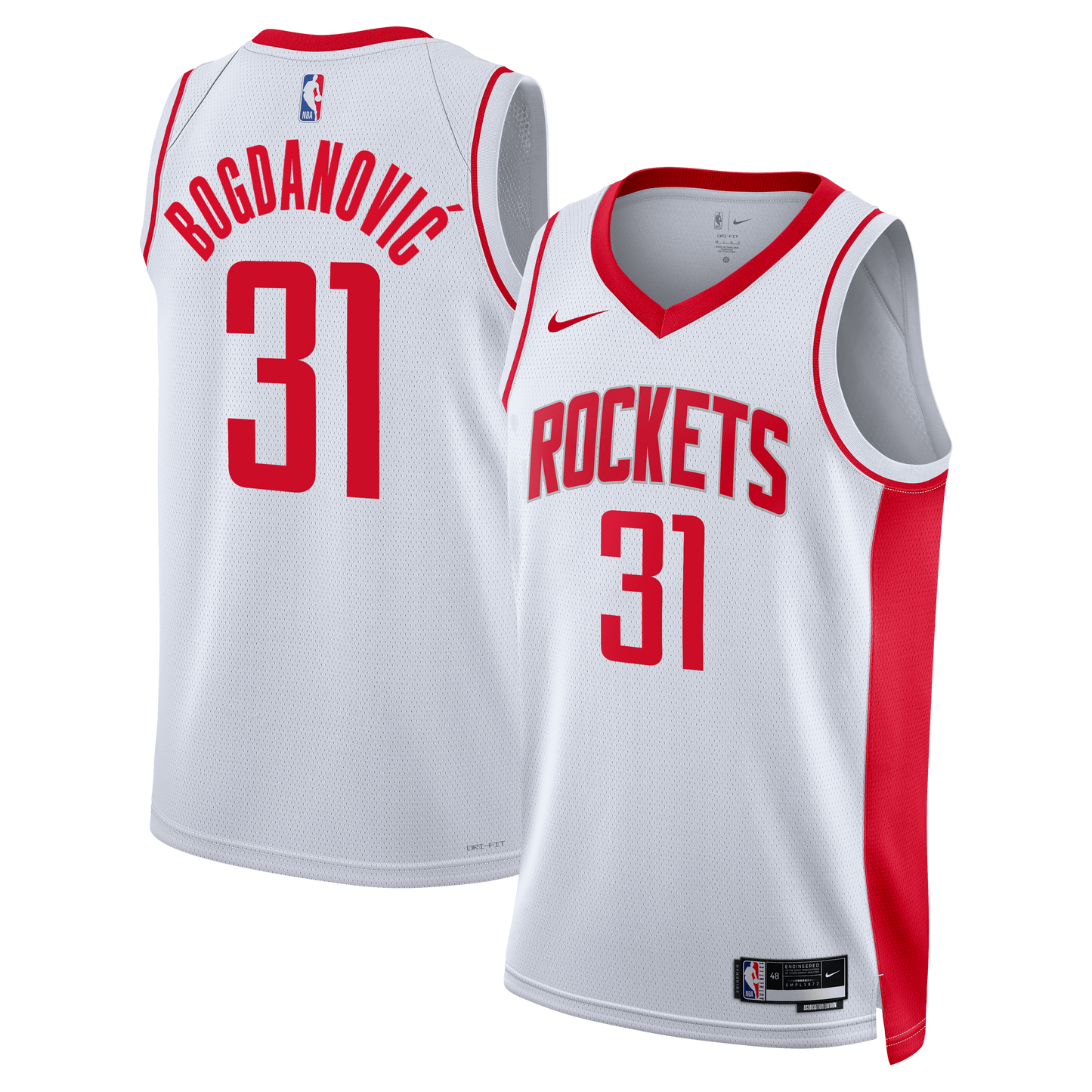 Houston Rockets Nike Association Edition Swingman Jersey - White - Bogdan Bogdanović - Unisex