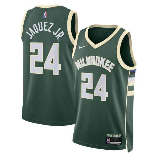 Milwaukee Bucks Nike Icon Edition Swingman Jersey - Hunter Green - Jaime Jaquez Jr. - Unisex