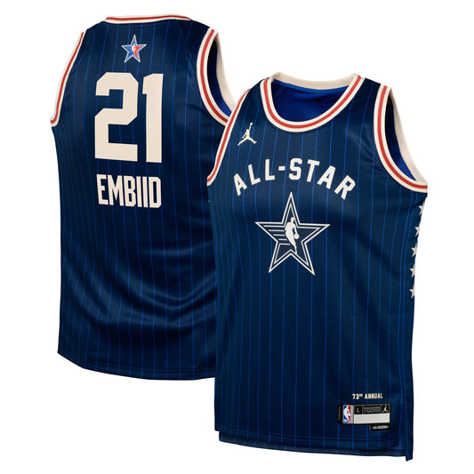 Eastern Conference Jordan Brand All-Star 2024 Swingman Jersey - Navy - Joel Embiid - Youth