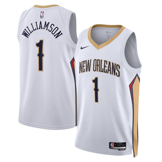 New Orleans Pelicans Nike Association Edition Swingman Jersey - White - Zion Williamson - Unisex